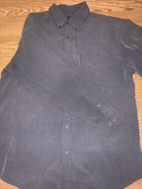 Tri-Mountain Men's Button Down Collar Long Sleeve Dress Shirt Gray Large